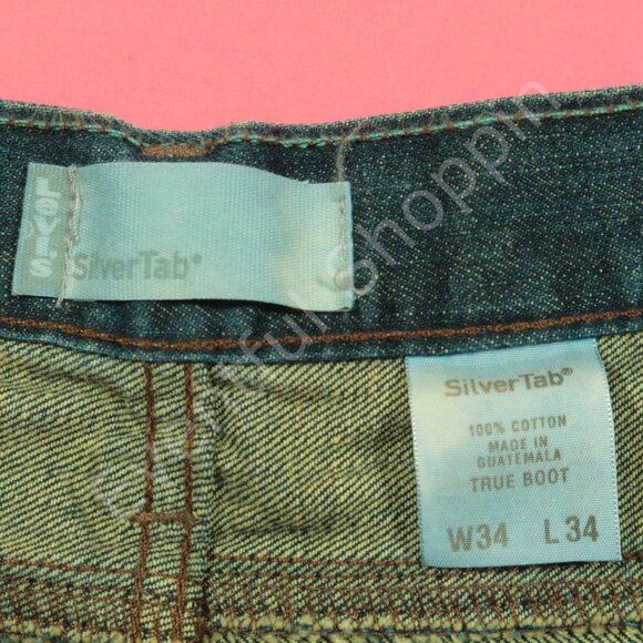 VIntage Levis Silvertab Jeans Mens 34 Blue True Boot Cut Relaxed Fit 90s New - Picture 6 of 8